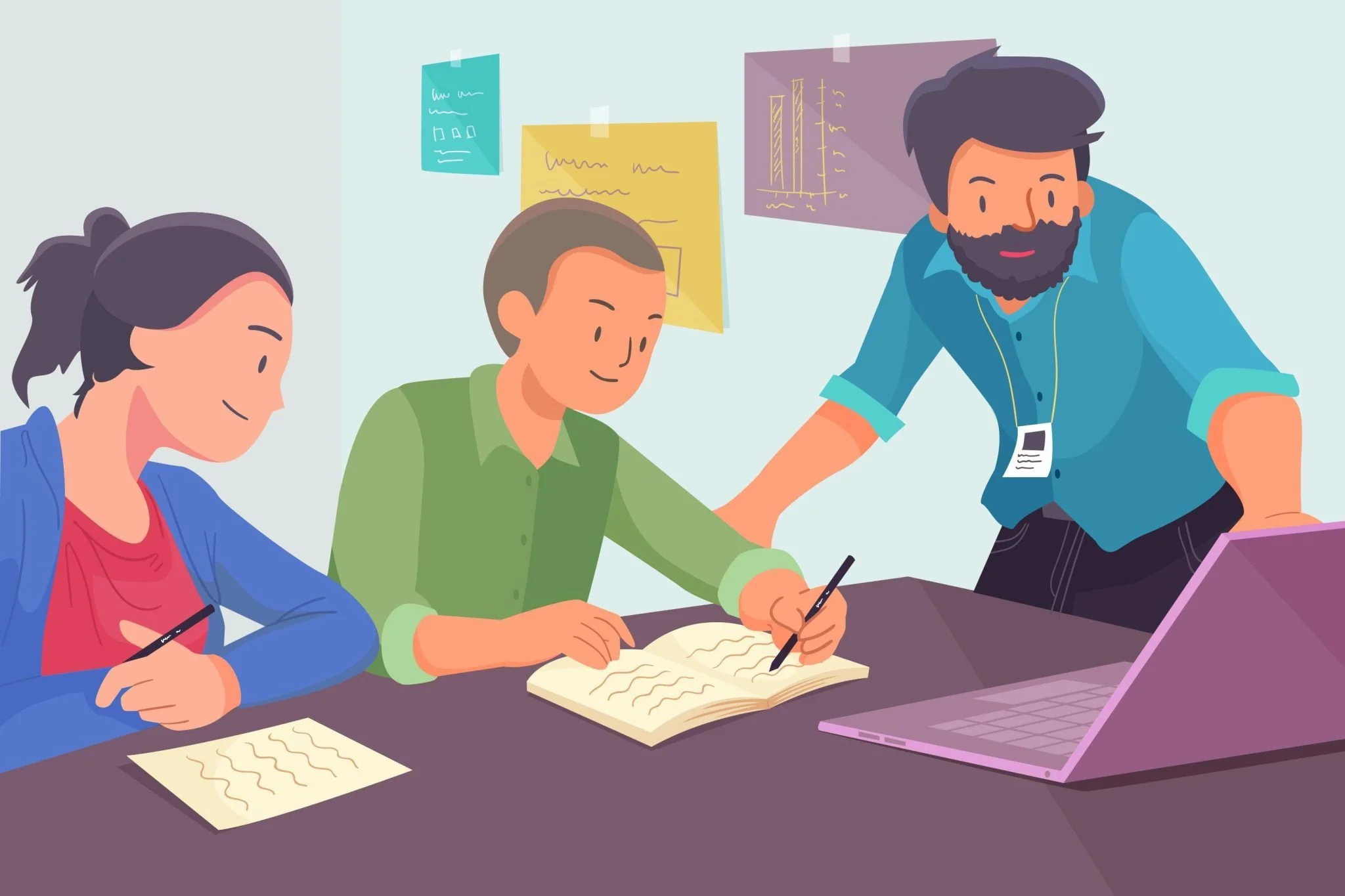 Teacher Showing Students Through Workflow