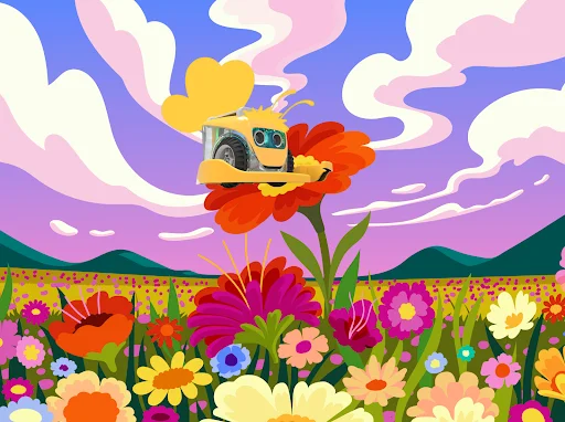 Kai's Clan Robot in a Flower Field