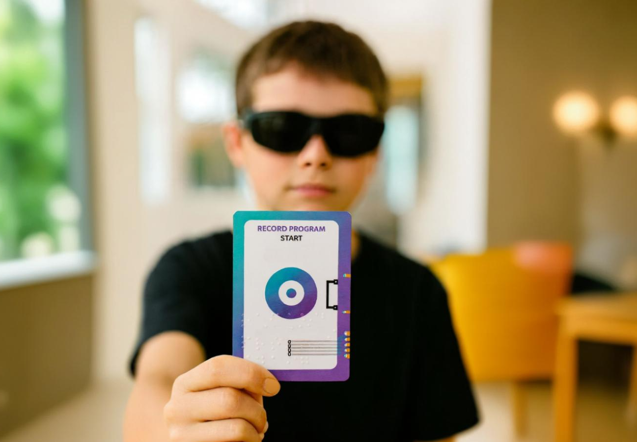 Visually Impaired Student Using KaiBot Coding Cards